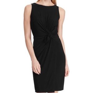 EUC Lauren Ralph Lauren Sleeveless Faux Wrap Black Dress Size 6